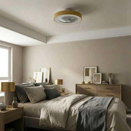 Brilagi - LED dimbar taklampa med fläkt LED/38W/230V 3000-6500K 3000-6500K Ø 50 cm guld + fjärrkontroll