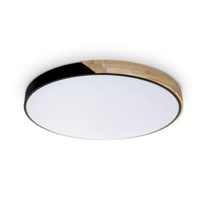 Brilagi - Dimbar LED-taklampa PILANA 72 W, 230 V, 3000–6500 K, ek/svart, Ø 80 cm + fjärrkontroll