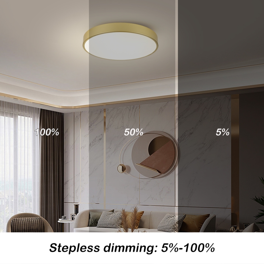 Brilagi - LED-dimbar takarmatur POOL LED/60W/230V 3000-6000K Ø 60 cm guldfärgad + fjärrkontroll