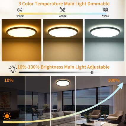 Brilagi - LED Dimbart takarmatur ULTRA SLIM LED/24W/230V 2700-6500K Ø 42 cm svart + fjärrkontroll