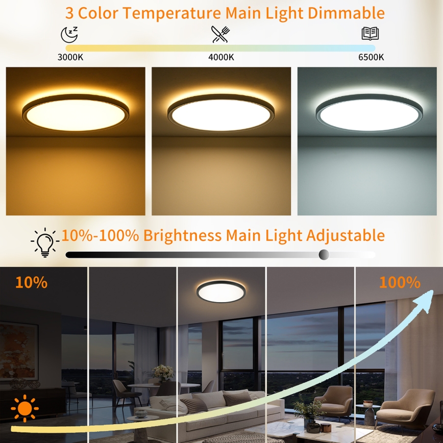 Brilagi - LED Dimbart takarmatur ULTRA SLIM LED/24W/230V 2700-6500K Ø 42 cm svart + fjärrkontroll