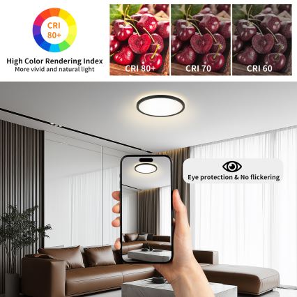 Brilagi - LED Dimbart takarmatur ULTRA SLIM LED/24W/230V 2700-6500K Ø 42 cm svart + fjärrkontroll