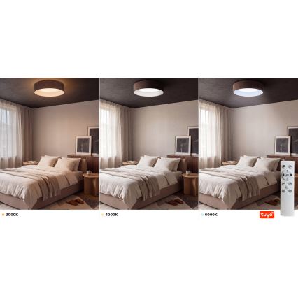 BRILAGI - LED dimbar takarmatur VELVET SMARTIX LED/36W/230V 3000-6000K Ø 55 cm brun Wi-Fi Tuya Beacon + fjärrkontroll