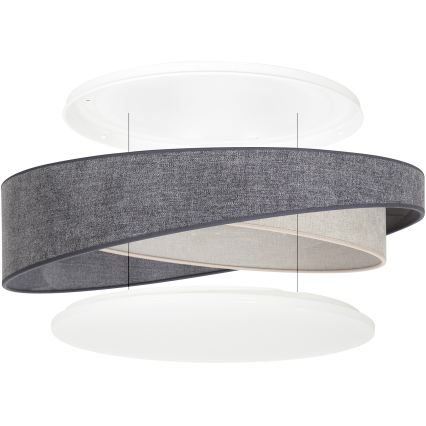 BRILAGI - LED-dimmbar taklampa VELVET TWIST LED/36W/230V 3000-6000K Ø 65 cm Wi-Fi Tuya Beacon grå/krämfärgad + fjärrkontroll