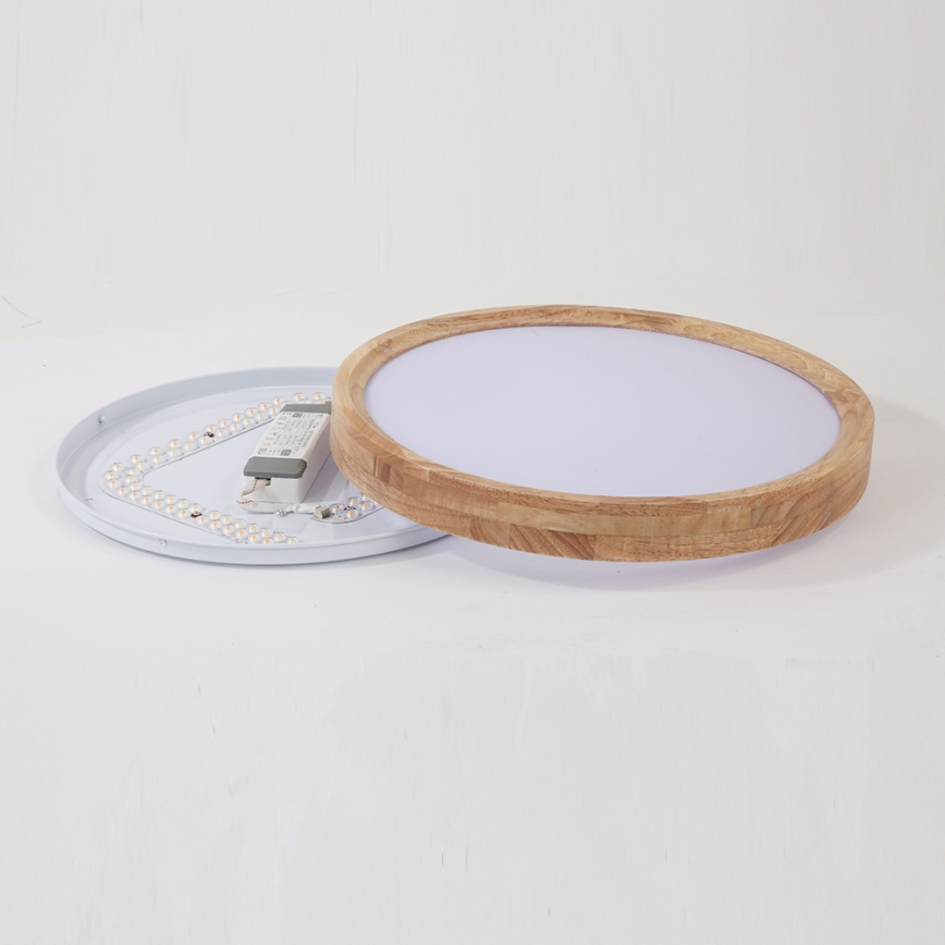 Brilagi - Dimbart LED-takarmatur WOODROUND LED/30W/230V 3000-6000K Ø 40 cm trä CRI 90 + fjärrkontroll