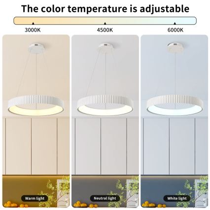 BRILAGI - Dimbar LED-pendel på vajer FALCON MODERN LED/54W/230V 3000-6000K Ø 60 cm vit + fjärrkontroll