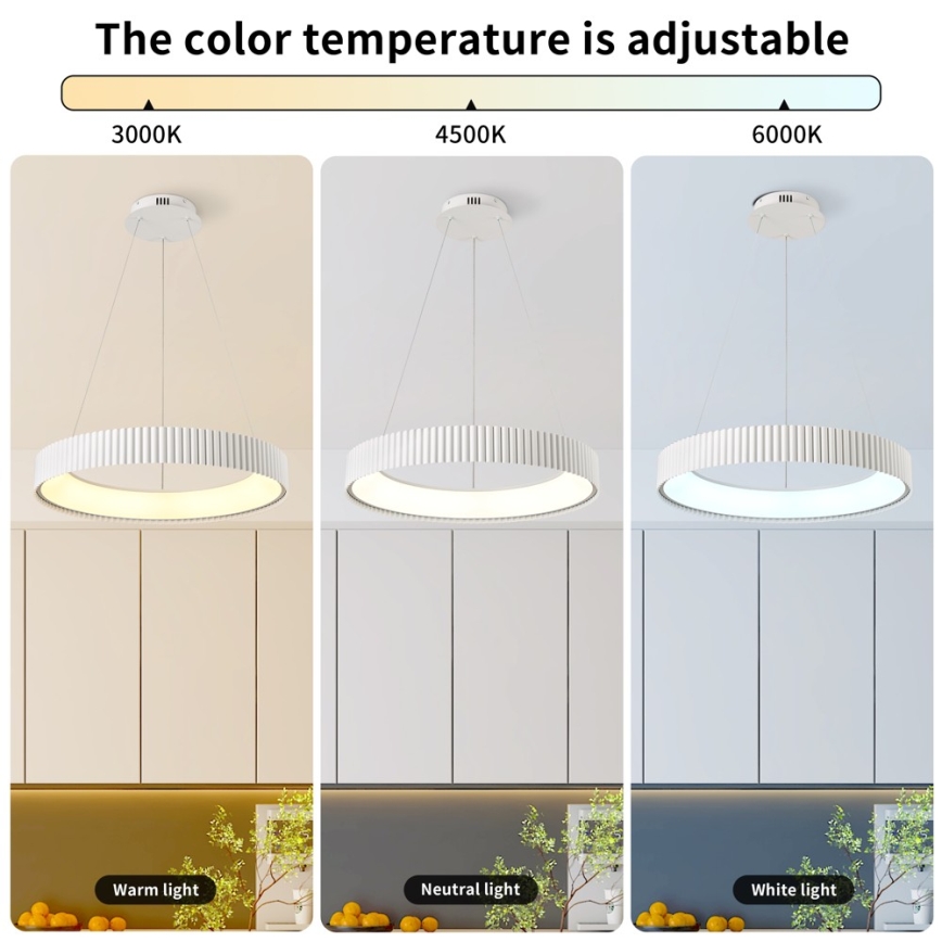 BRILAGI - Dimbar LED-pendel på vajer FALCON MODERN LED/54W/230V 3000-6000K Ø 60 cm vit + fjärrkontroll