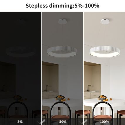 BRILAGI - Dimbar LED-pendel på vajer FALCON MODERN LED/54W/230V 3000-6000K Ø 60 cm vit + fjärrkontroll