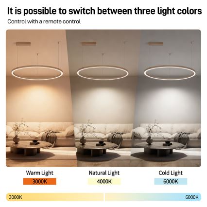 Brilagi - PORTOFINO LED-dimmbar pendellampa med kabel, 60 W, 230 V, 3000–6000 K, Ø 80 cm, beige + fjärrkontroll