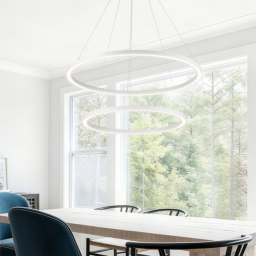 Brilagi - Dimbar LED-pendellampa på vajer PORTOFINO LED/98 W/230 V 3000–6000 K Ø 80 cm vit + fjärrkontroll