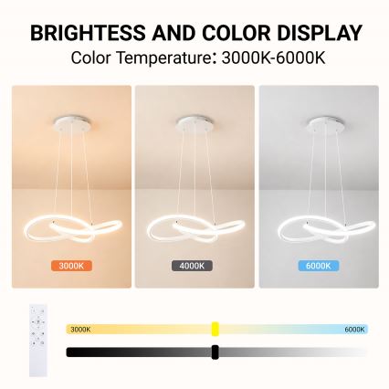 Brilagi - Dimbar LED-pendellampa med vajer INFINITY LED/55W/230V 3000-6000K 50x50 cm vit + fjärrkontroll