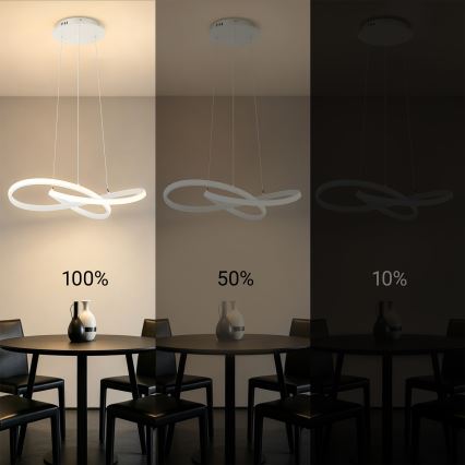 Brilagi - Dimbar LED-pendellampa med vajer INFINITY LED/55W/230V 3000-6000K 50x50 cm vit + fjärrkontroll