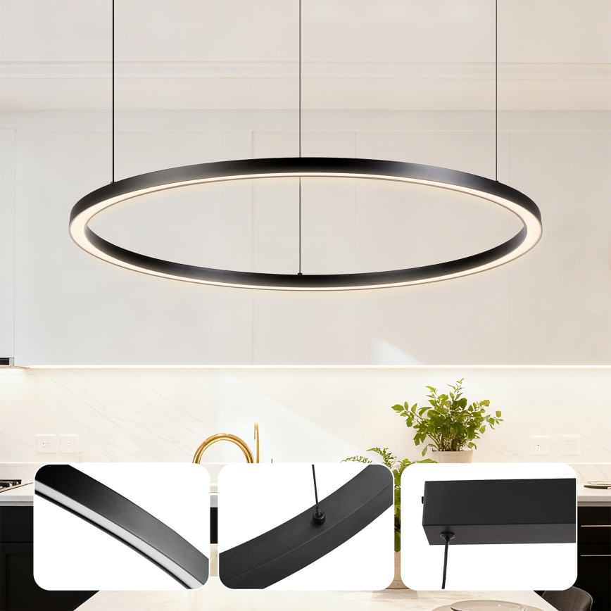 Brilagi - Dimbar LED-pendellampa på kabel PORTOFINO LED/60W/230V 3000–6000K Ø 80 cm svart + fjärrkontroll