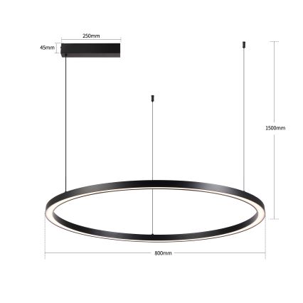 Brilagi - Dimbar LED-pendellampa på kabel PORTOFINO LED/60W/230V 3000–6000K Ø 80 cm svart + fjärrkontroll
