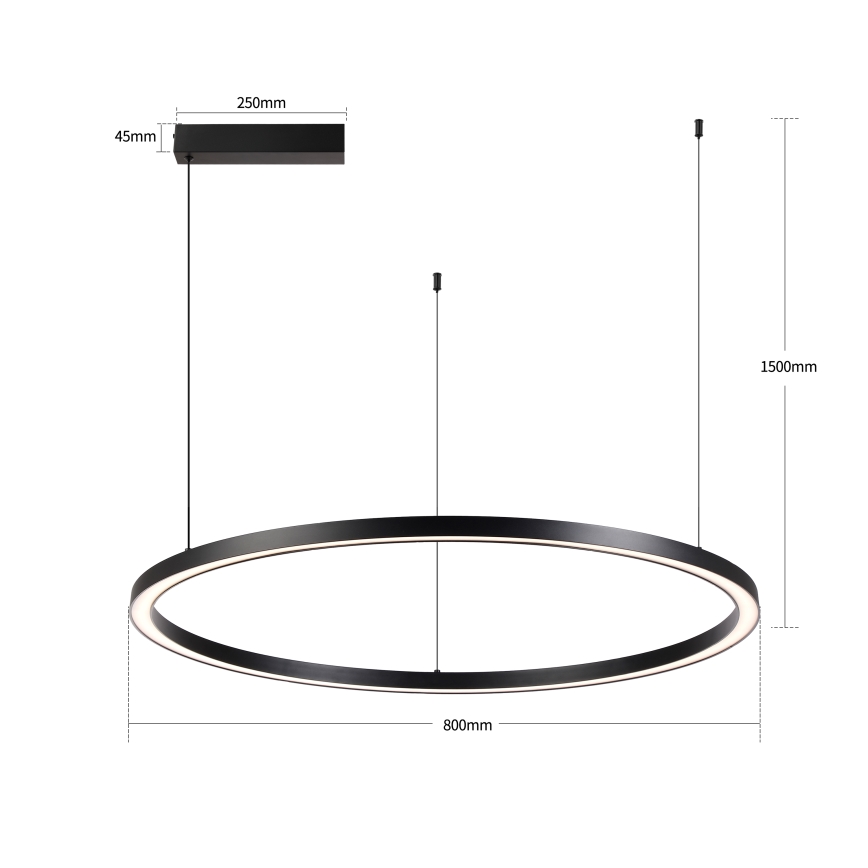 Brilagi - Dimbar LED-pendellampa på kabel PORTOFINO LED/60W/230V 3000–6000K Ø 80 cm svart + fjärrkontroll