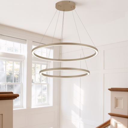 BRILAGI - LED-dimbar pendellampa på kabel PORTOFINO LED/98W/230V 3000-6000K Ø 80 cm beige + fjärrkontroll