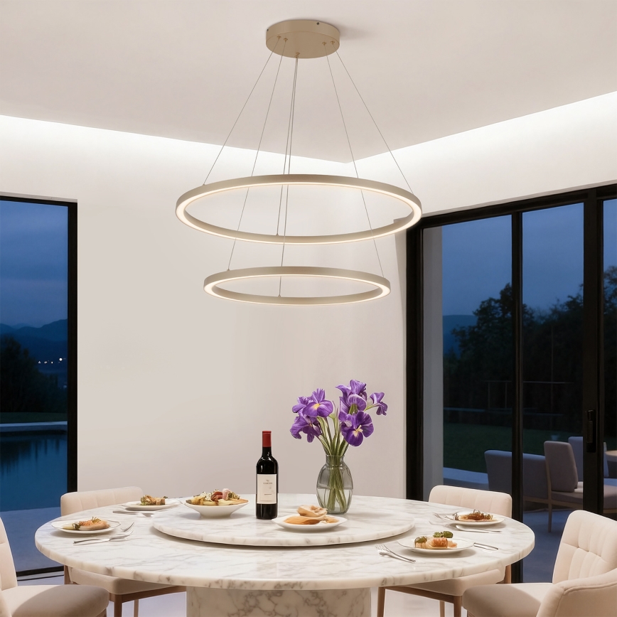 BRILAGI - LED-dimbar pendellampa på kabel PORTOFINO LED/98W/230V 3000-6000K Ø 80 cm beige + fjärrkontroll