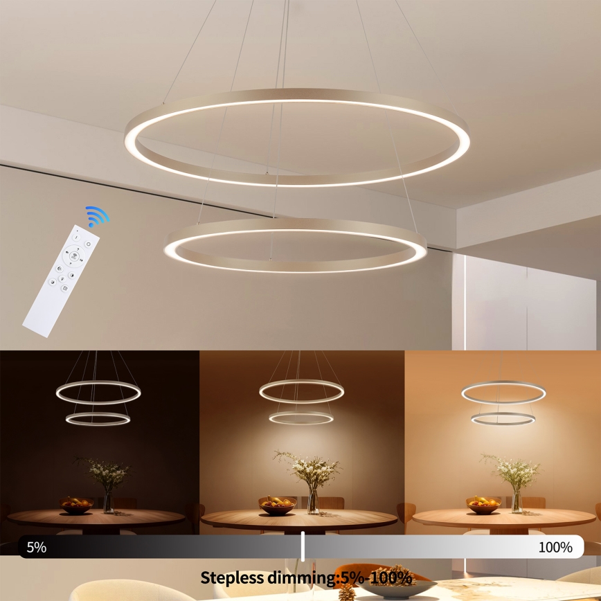 BRILAGI - LED-dimbar pendellampa på kabel PORTOFINO LED/98W/230V 3000-6000K Ø 80 cm beige + fjärrkontroll