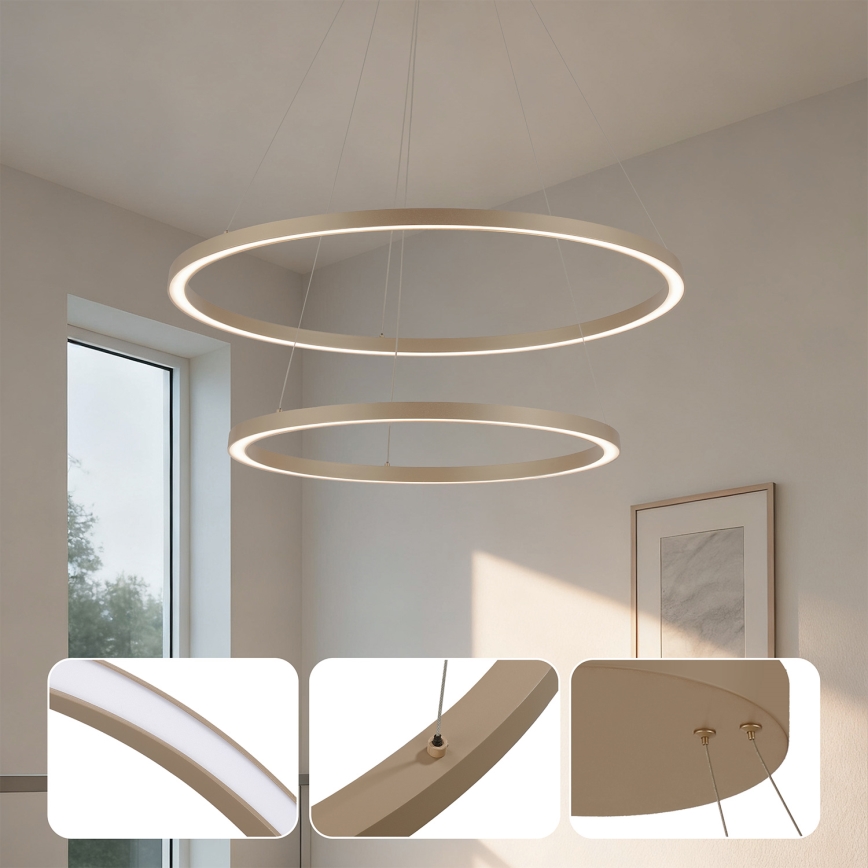 BRILAGI - LED-dimbar pendellampa på kabel PORTOFINO LED/98W/230V 3000-6000K Ø 80 cm beige + fjärrkontroll