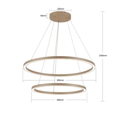 BRILAGI - LED-dimbar pendellampa på kabel PORTOFINO LED/98W/230V 3000-6000K Ø 80 cm beige + fjärrkontroll