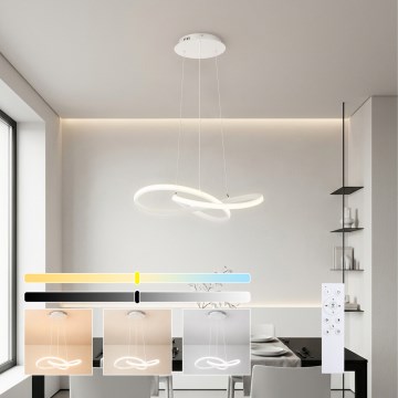 Brilagi - Dimbar LED-pendellampa med vajer INFINITY LED/55W/230V 3000-6000K 50x50 cm vit + fjärrkontroll