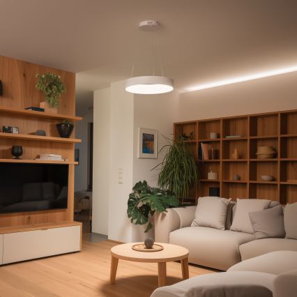 Brilagi - Dimbbar LED-pendellampa med vajerupphängning FALCON II LED/67W/230V 3000-6500K Ø 40 cm vit + fjärrkontroll