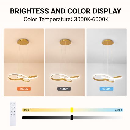 BRILAGI - LED-dimbar pendellampa med vajer INFINITY LED/55W/230V 3000-6000K 50x50 cm guld + fjärrkontroll