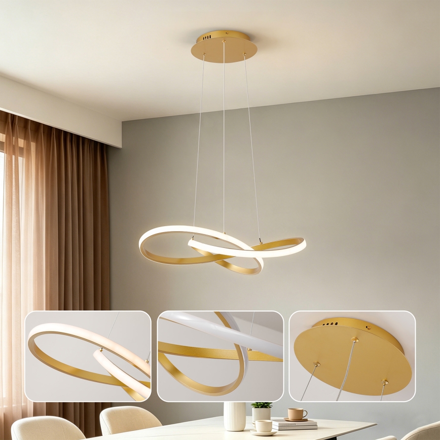 BRILAGI - LED-dimbar pendellampa med vajer INFINITY LED/55W/230V 3000-6000K 50x50 cm guld + fjärrkontroll