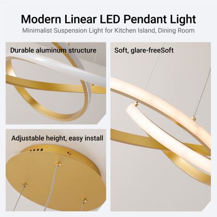 BRILAGI - LED-dimbar pendellampa med vajer INFINITY LED/55W/230V 3000-6000K 50x50 cm guld + fjärrkontroll