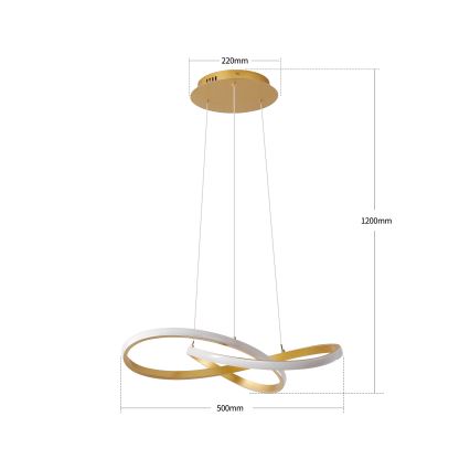 BRILAGI - LED-dimbar pendellampa med vajer INFINITY LED/55W/230V 3000-6000K 50x50 cm guld + fjärrkontroll