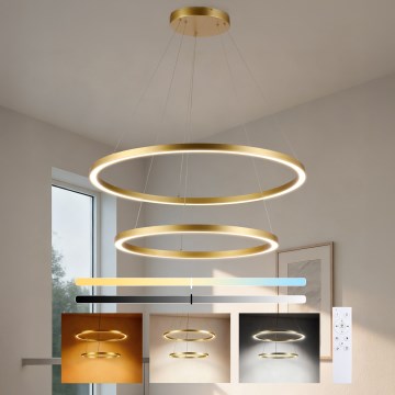 Brilagi - dimbar LED-pendellampa på kabel PORTOFINO LED/98W/230V 3000-6000K Ø 80 cm guldfärgad + fjärrkontroll