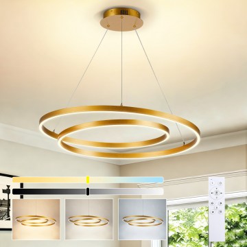 BRILAGI - Dimbar LED-pendellampa TWISTER LED/75W/230V 3000-6000K Ø 70 cm guld + fjärrkontroll