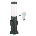 Brilagi - dimbar LED RGBW utomhuslampa med 2 uttag 1xE27/9W/230V 2700-6500K IP44 40 cm antracit