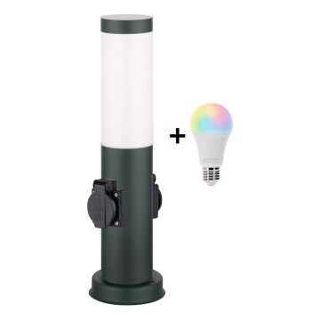 Brilagi - dimbar LED RGBW utomhuslampa med 2 uttag 1xE27/9W/230V 2700-6500K IP44 40 cm antracit