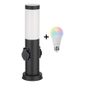 Brilagi - dimbar LED RGBW-utomhuslampa med 2 uttag 1xE27/9W/230V 2700-6500K IP44 40 cm svart