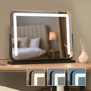 BRILAGI - Dimbar LED-sminkspegel CALIFORNIA LED/22W/230V 3000/4000/6500K 58x43 cm svart