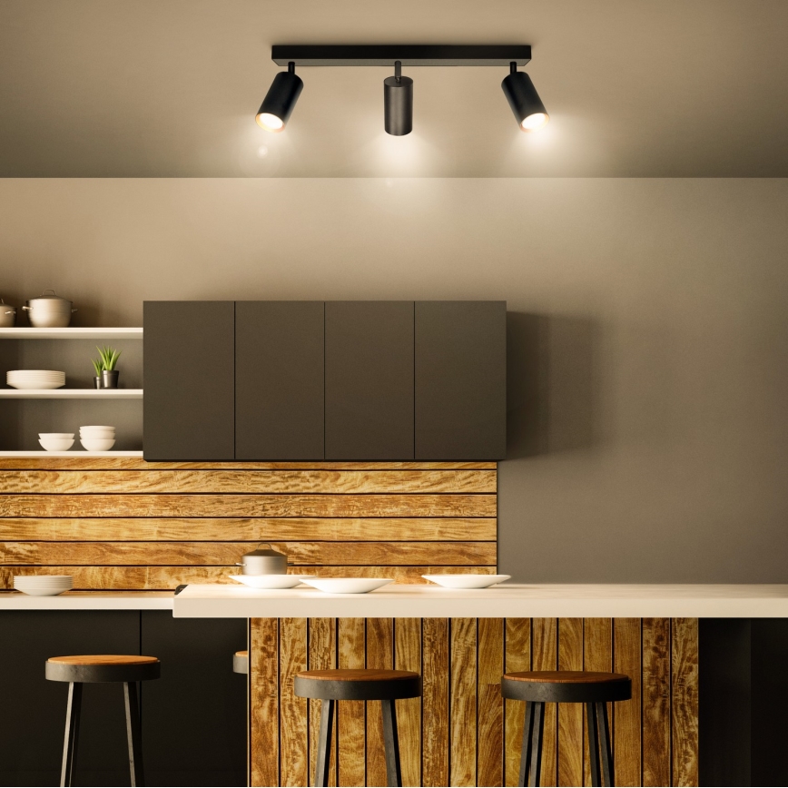 Brilagi - LED RGBW dimbart spotarmatur SELE 3xGU10/4,8W/230V 3000K svart/guld + fjärrkontroll