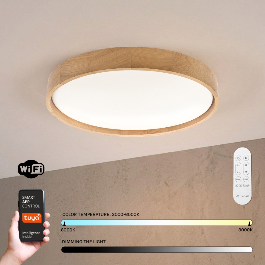 Brilagi - Dimbart LED-taklampa MANAROLA SMART LED/36W/230V 3000-6000K Wi-Fi Tuya Beacon Ø 51 cm ek + fjärrkontroll