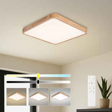 BRILAGI - Dimbar LED takarmatur WOODLINE SQUARE LED/80W/230V 3000-6000K ek 60x60 cm + fjärrkontroll