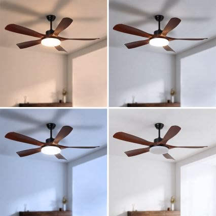 Brilagi - LED-dimmbar takfläkt LED/34W/230V 3000-6500K Ø 132 cm svart/brun + fjärrkontroll