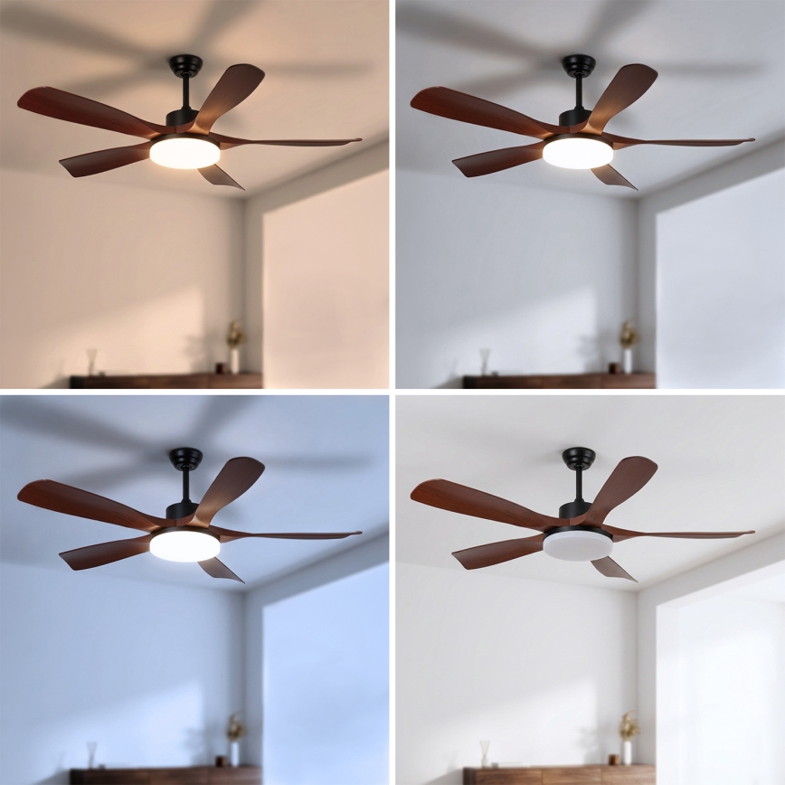 Brilagi - LED-dimmbar takfläkt LED/34W/230V 3000-6500K Ø 132 cm svart/brun + fjärrkontroll