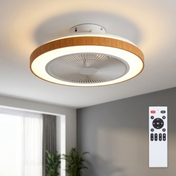 Brilagi - Dimbar LED-takfläkt LED/38W/230V 3000-6500K Ø 50 cm vit/brun + fjärrkontroll