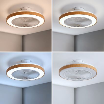 Brilagi - LED-dimmbar takfläkt LED/38W/230V 50 cm vit/brun + fjärrkontroll