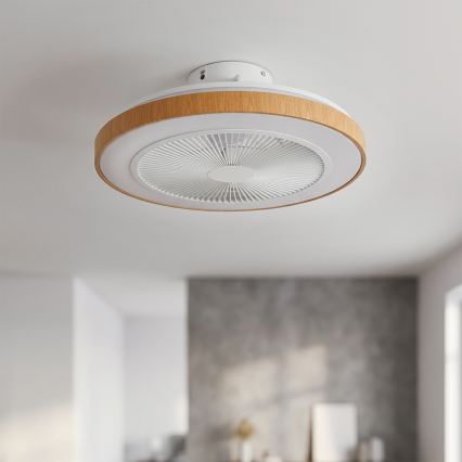 Brilagi - LED-dimmbar takfläkt LED/38W/230V 50 cm vit/brun + fjärrkontroll