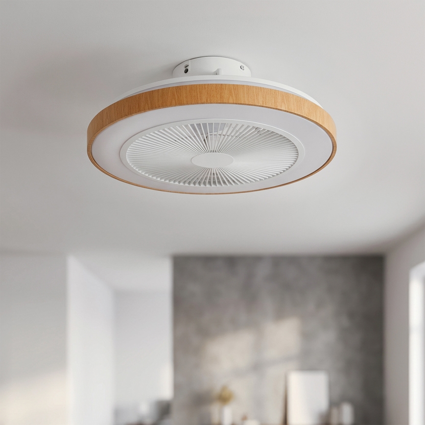 Brilagi - LED-dimmbar takfläkt LED/38W/230V 50 cm vit/brun + fjärrkontroll