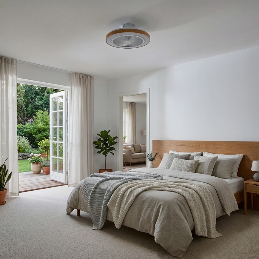 Brilagi - LED-dimmbar takfläkt LED/38W/230V 50 cm vit/brun + fjärrkontroll