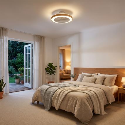 Brilagi - LED-dimmbar takfläkt LED/38W/230V 50 cm vit/brun + fjärrkontroll