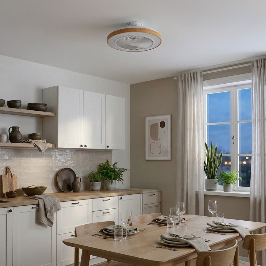 Brilagi - LED-dimmbar takfläkt LED/38W/230V 50 cm vit/brun + fjärrkontroll