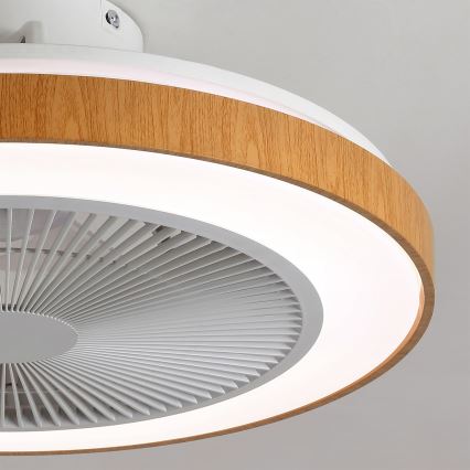 Brilagi - LED-dimmbar takfläkt LED/38W/230V 50 cm vit/brun + fjärrkontroll