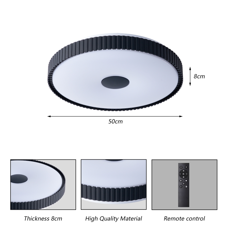 Brilagi - Dimbart LED-taklampa CORVO LED/72W/230V 3000-6000K svart Ø 50 cm + fjärrkontroll